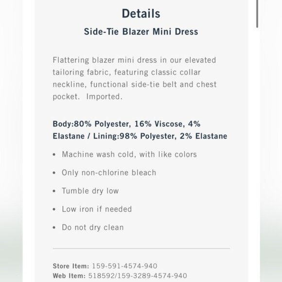ABERCROMBIE & FITCH side tie blazer mini dress (XL) - Picture 2 of 16